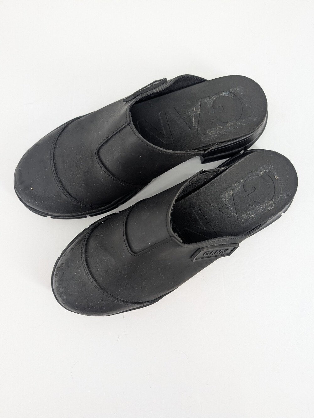 GANNI Chunky Platform Rubber City Mule Clogs Black Size 38 / 7.5 / 8 - Picture 2 of 10